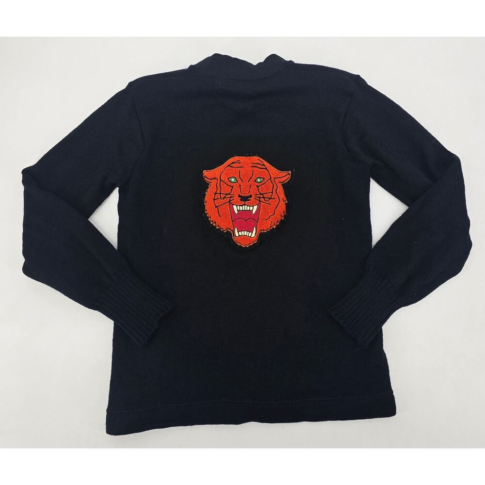 Vintage 1950's New Era Sportswear Black Wool Tigers Letterman Cardigan